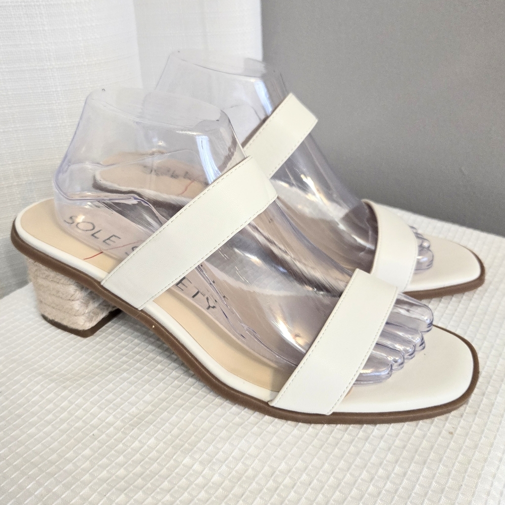 Sole Society Lunespa Strappy Sandal Jute Wrap Block Heel Slip On Dress